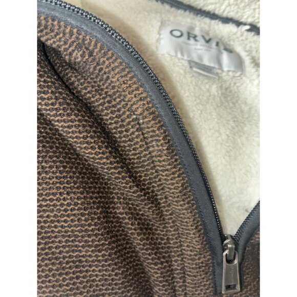 Orvis 1/4 Zip Pullover Fleece Sherpa Lined Sweater Oversized Brown Men Sz XXL .g - Picture 5 of 8